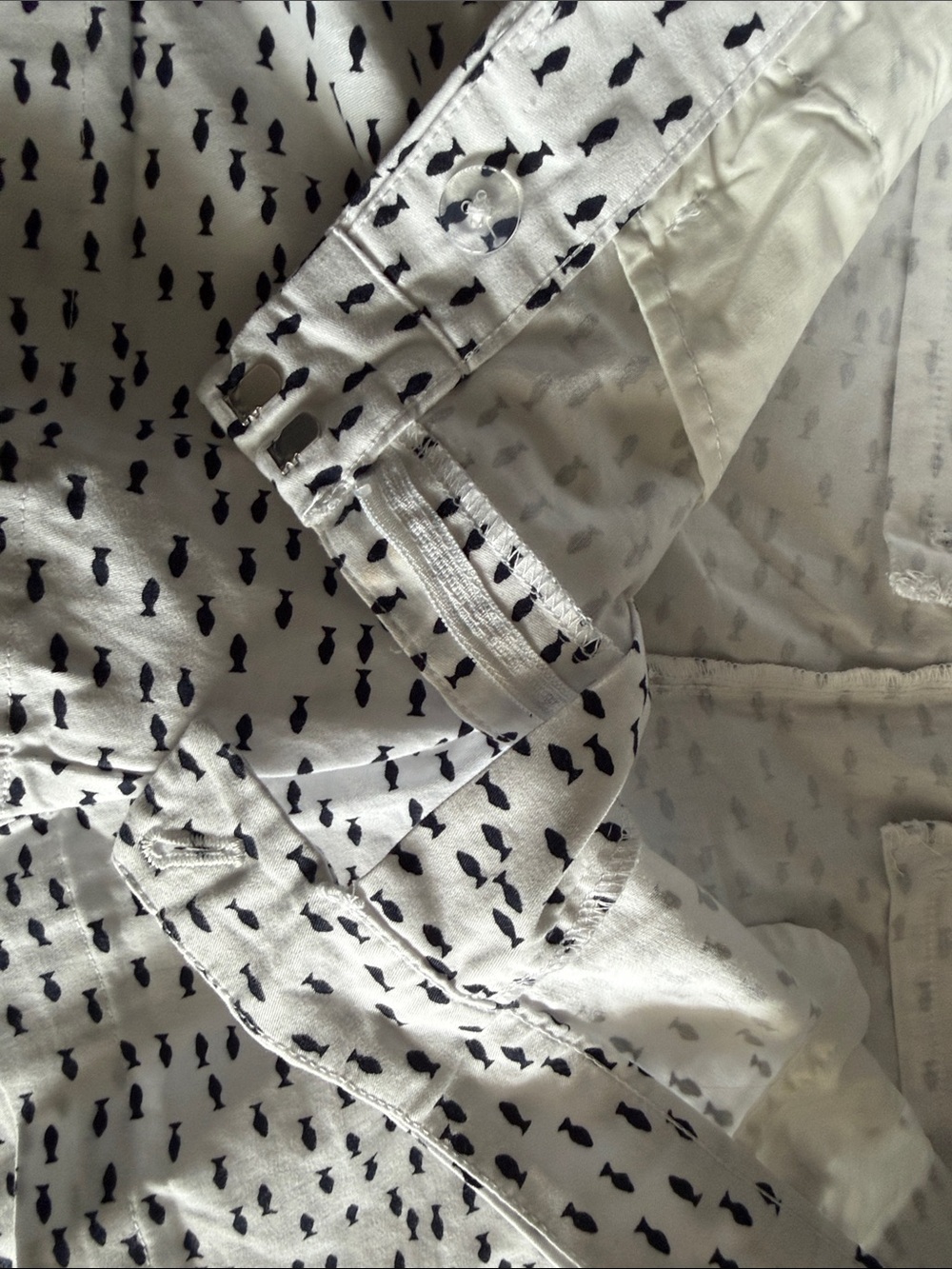 White and Navy Blue Fish Shorts - Picture 2 of 6